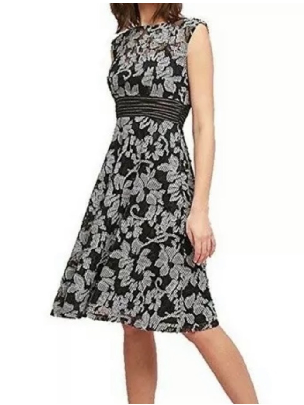 Anthropologie Ett Twa Sommer Floral Lace Dress Raw Gingham Applique Size 8